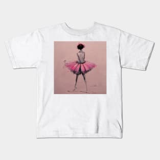 Sketch of pretty ballerina in her pink tutu. Kids T-Shirt